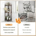 thumbnail image 2 of Corner Shower Caddy Standing, 3 Tier Rustproof Metal Shower Organizer with Soap Holder, Floor Shower Corner Shelf Rack Storage Stands with Adjustable Feet & 2 Hooks for Bathroom, Bronze, 2 of 8