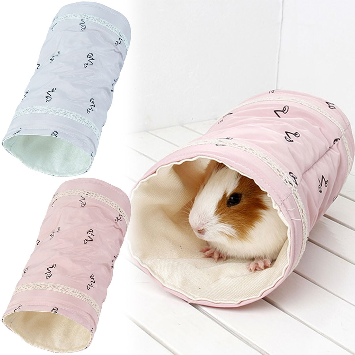 Handmade 3-Way Small Animal Tunnel Collapsible Pet Play Toy Tunnel Tube for Dwarf Rabbit Hamster Guinea Pig Toys Chinchilla Sugar Glider Hedgehog Hideout Cave 