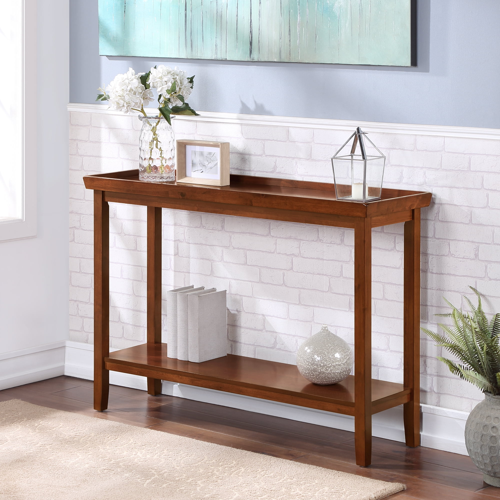 Convenience Concepts Ledgewood Console Table with Shelf, Cherry