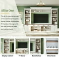 thumbnail image 3 of Farmhouse 4-Piece Entertainment Wall Unit Set with Bookshelf for TVs Up to 70", Walnut TV Stand with Adjustable Shelves, Mid-Century Large Media Console with Wine Rack for Living Room, White, 3 of 9