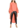 thumbnail image 3 of Women's Long Sleeve Pullover Chiffon Shirt Irregular Chiffon Blouse, 3 of 7