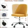 thumbnail image 5 of Casabay Armless Office Chair, Extra Cushion Padded Compact Upholstered Desk Chair with Back Support, Rolling Swivel Vanity Chair for Home Office, Yellow, 5 of 8