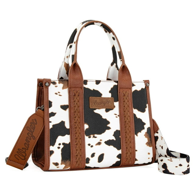 Montana West × Wrangler Bolso de mano para mujer con estampado de vaca occidental, bolsos de diseñador con asa superior