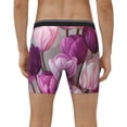 thumbnail image 4 of Salouo Purple And Pink Tulip Bouquet Pattern Men's Boxer Briefs, Soft & Breathable Underwear Elastic Waistband Briefs for Men,1-Pack, 4 of 7