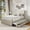 Beige, variant on Full Size Upholstered Platform Bed with Twin Trundle and 3 Drawers, Linen Fabric with Stripe Headboard, Storage Bed for Guest Room, Beige