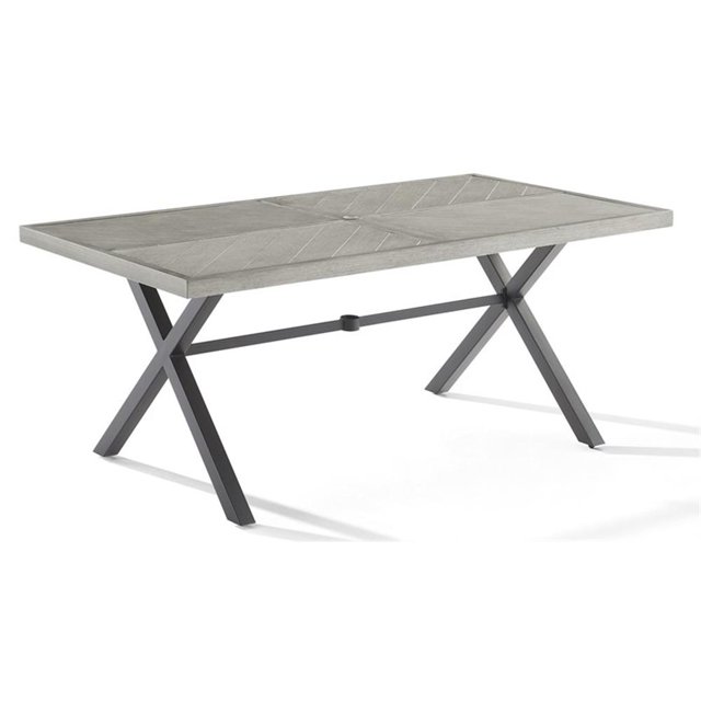 Pemberly Row Table à Manger d'Extérieur Moderne en Métal, Gris/noir Mat