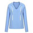 thumbnail image 4 of Sudadera para mujer Otoño Sudaderas Damas Invierno y otoño Casual Color sólido Cordón V-cuello Fleece Bottoming Shirt Suéter con capucha Tops Odeerbi ODB-5, 4 of 7