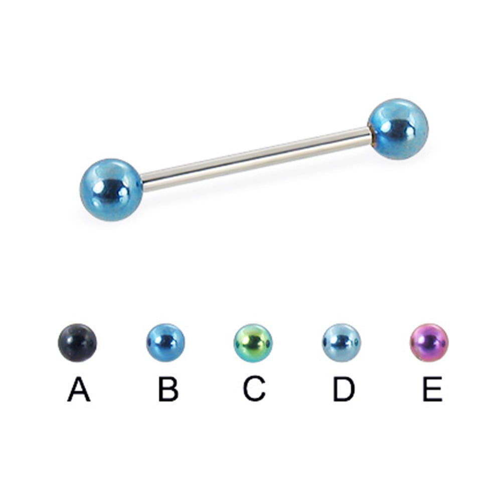 14 Ga Ball Size:1/4 MsPiercing Long Barbell Industrial Barbell With UV Balls 6Mm 