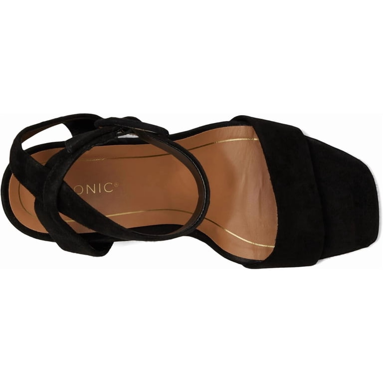 Vionic Women's Napa Zinfandel Strappy Block Heels Black Waxed