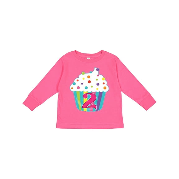 Inktastic 2nd Birthday Cupcake Boys or Girls Long Sleeve Toddler T-Shirt