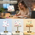 thumbnail image 3 of Tapered Desk Lamp with Antique Brass Base Table Lamps Dimmable LED Bulb Button Switch Night Light Pink and Blue Butterflies Medium, 3 of 8