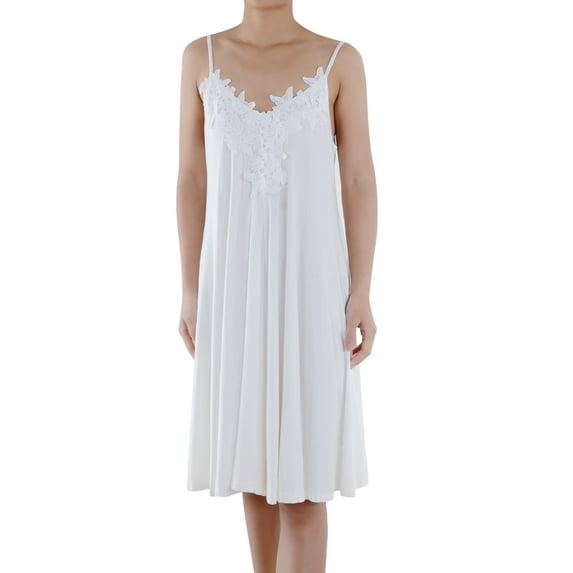 Womens Adjustable Spaghetti Strap Flowy With Lace Applique Party Dress