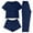 Set-1Navy, variant on Women's 3 Piece Lounge Sets Short Sleeve Crewneck Top & Shorts Long Pants Pajamas Soft Jersey Sleepwear Casual Comfy Nightwear Matching Outfits