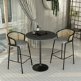 thumbnail image 2 of LeisureMod 36" Round Bar Height Dining Table with Sintered Stone Top Pub Table and Black Stainless Steel Pedestal Base for Modern Kitchen and Dining Room Verve Collection in Black Marbleized, 2 of 8