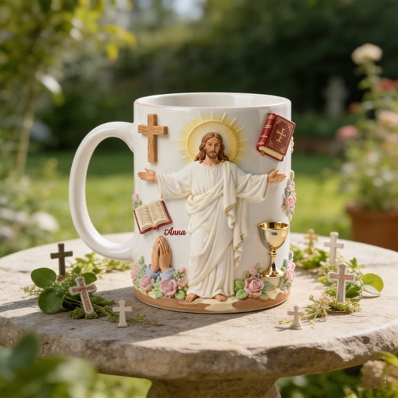 Christian Gifts for Women Faith - Jesus Mugs for Women with Bible Verse Cross, Catholic Gifts for Women Baptism Confirmation, 15oz Ceramic Cups for Women, Religious Coffee Mug for Believers