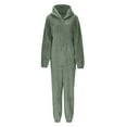 thumbnail image 4 of Women's One Piece Sleepwear Pajamas Autumn And Winter plush Solid Color Long Sleeved Zipper Hooded Romper, 4 of 8