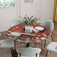 thumbnail image 5 of Red Rooster Round Tablecloth for 36-44 Inch Tables,Fitted Table Cover with Elastic Edge,Farmhouse Animals Spring Floral Rustic Waterproof Outdoor Table Cloth Protector for Patio Garden Dinner Picnic, 5 of 9