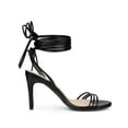 thumbnail image 3 of BLISSFUL STEP Women's Strappy Lace Up Slingback Open Toe Stiletto Heel Sandals Black 7, 3 of 7