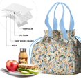 thumbnail image 4 of Pioneer Flower Drawstring Lunch Bag Women - Drawstring Lunch Bag Insulated for Work Office - Stain-Resistant Large Lunchbags for Women with Multi-Pockets, 4 of 6