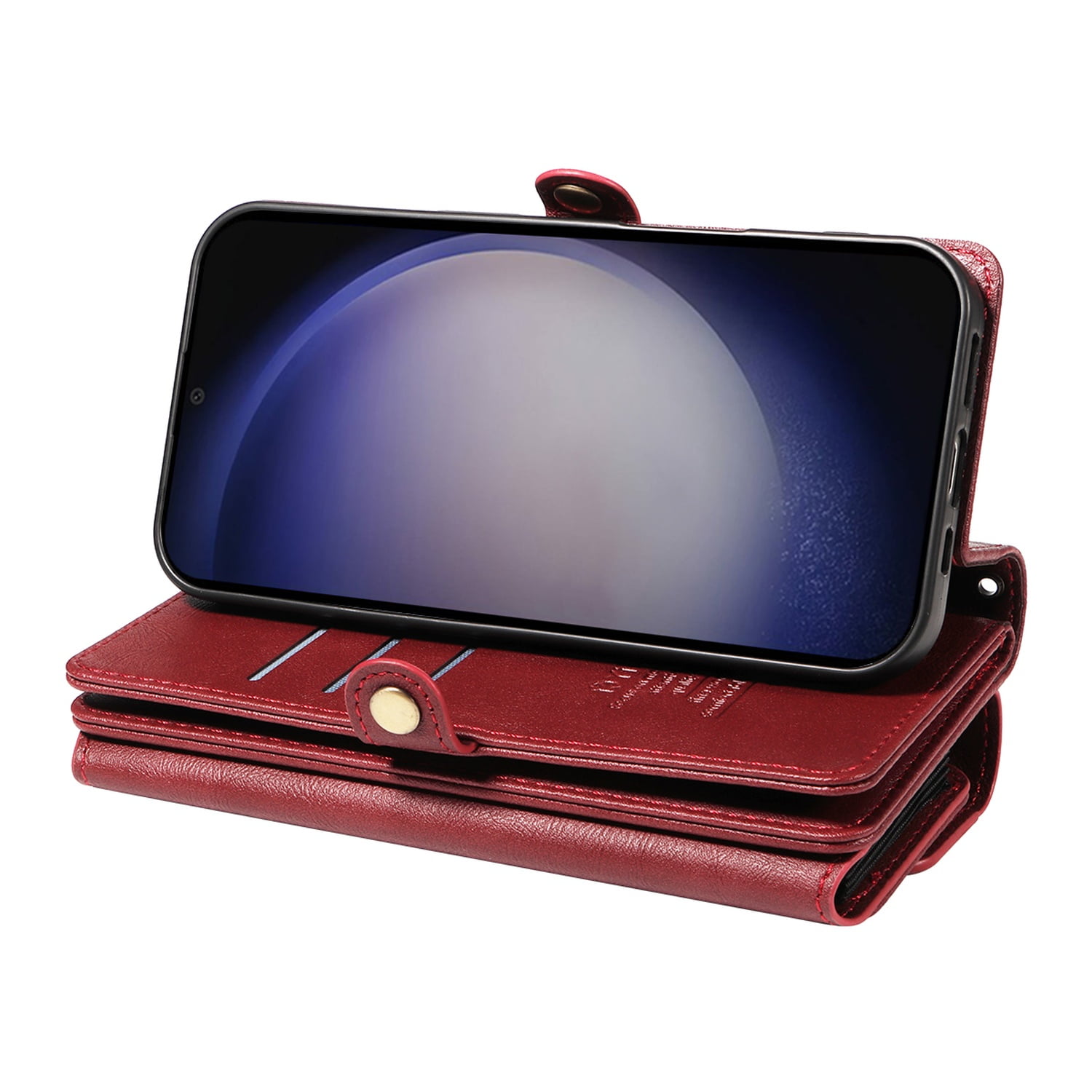 Dteck for Samsung Galaxy A16 5G Case Wallet with RFID Blocking Card Holder for WomenMen, PU Leather Magnetic Snap Flip Zipper Strap Crossbody Wallet Phone Cover 6.7",Red