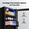 thumbnail image 3 of Yeego 136 Can Beverage Refrigerator Cooler, 3.4 cu.ft. Beverage Fridge with Glass Door for Home/Bar/Office, Black, 3 of 9