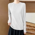 thumbnail image 2 of GigrtiJin Women's Long Sleeve Shirts Basic Baggy Pullover Tops Round Neck Lightweight Solid Color Shirts, 2 of 5