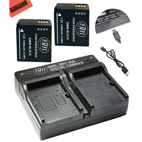 BM Premium 2-Pack of DMW-BLG10 Batteries and USB Dual Battery Charger for Panasonic Lumix DC-ZS70, DMC-GX80, DMC-GX85, DMC-ZS60, DMC-ZS100, DMC-GF6, DMC-GX7K, DMC-LX100K Digital Camera
