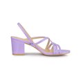 thumbnail image 3 of BLISSFUL STEP Women's Solid Color Strappy Slingback Block High Heels Sandals Purple 5.5, 3 of 7