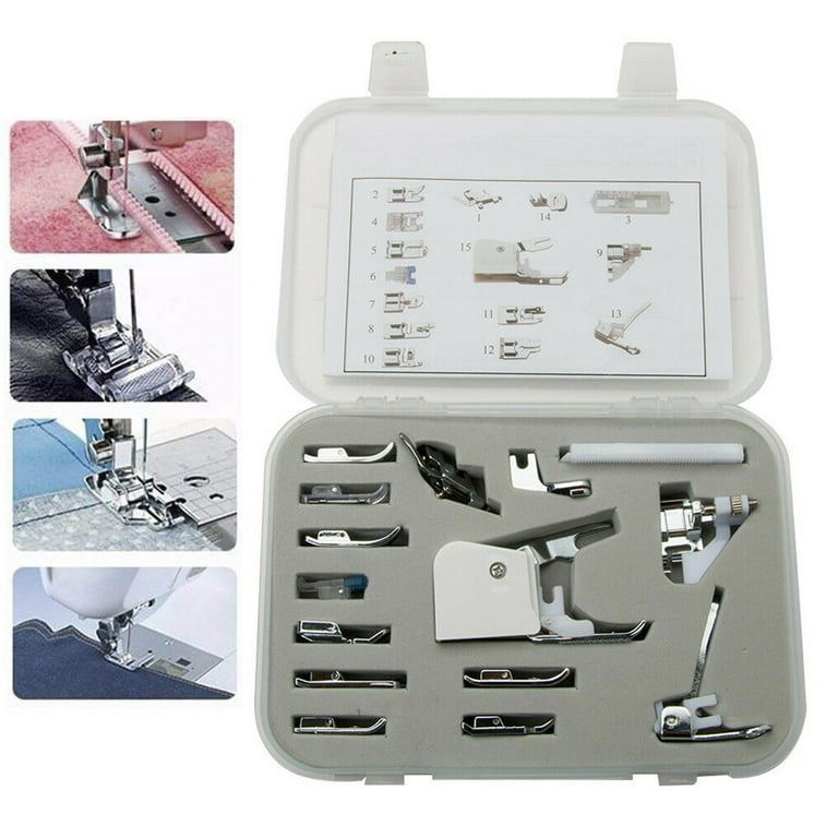 Professional 11/15pc Multi Function Universal Sewing Machine Presser Foot  Feet Accs Parts Set with Manual & Plastic Storage Box for Singer Brother  Babylock Janome Kenmore Low Shank Sewing Machines 