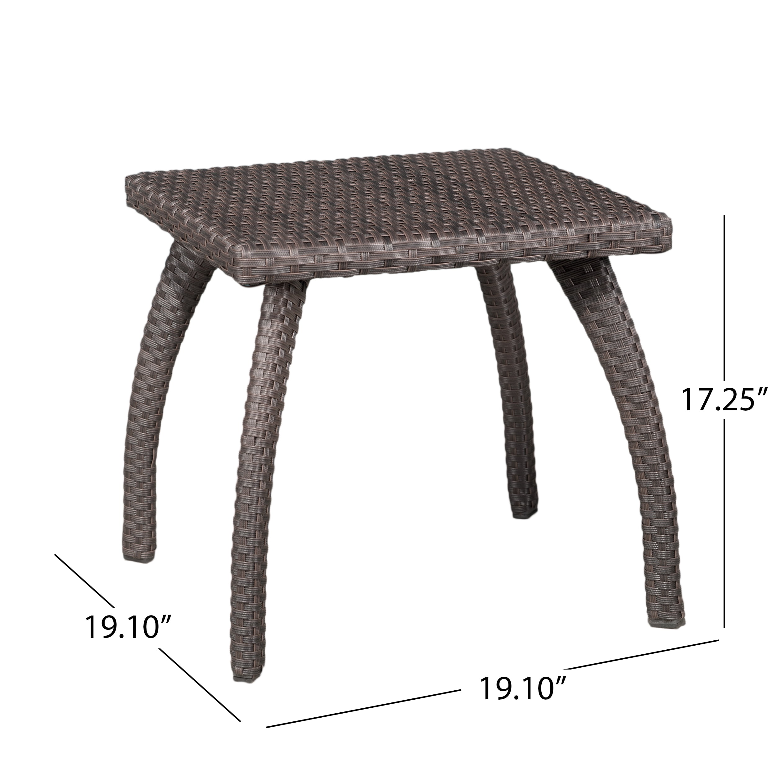 Outdoor Wicker Decor Side Table, Simple Leisure End Table for Patio Garden, Brown