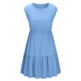 thumbnail image 5 of Summer Dresses for Women Casual V Neck Sleeveless A Line Midi Dress Solid Color Flowy Vacation Sundress S-2XL, 5 of 8