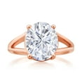 thumbnail image 2 of Gem Stone King 18K Rose Gold Plated Silver Solitaire Ring Oval Moissanite (5.15 Cttw), 2 of 5