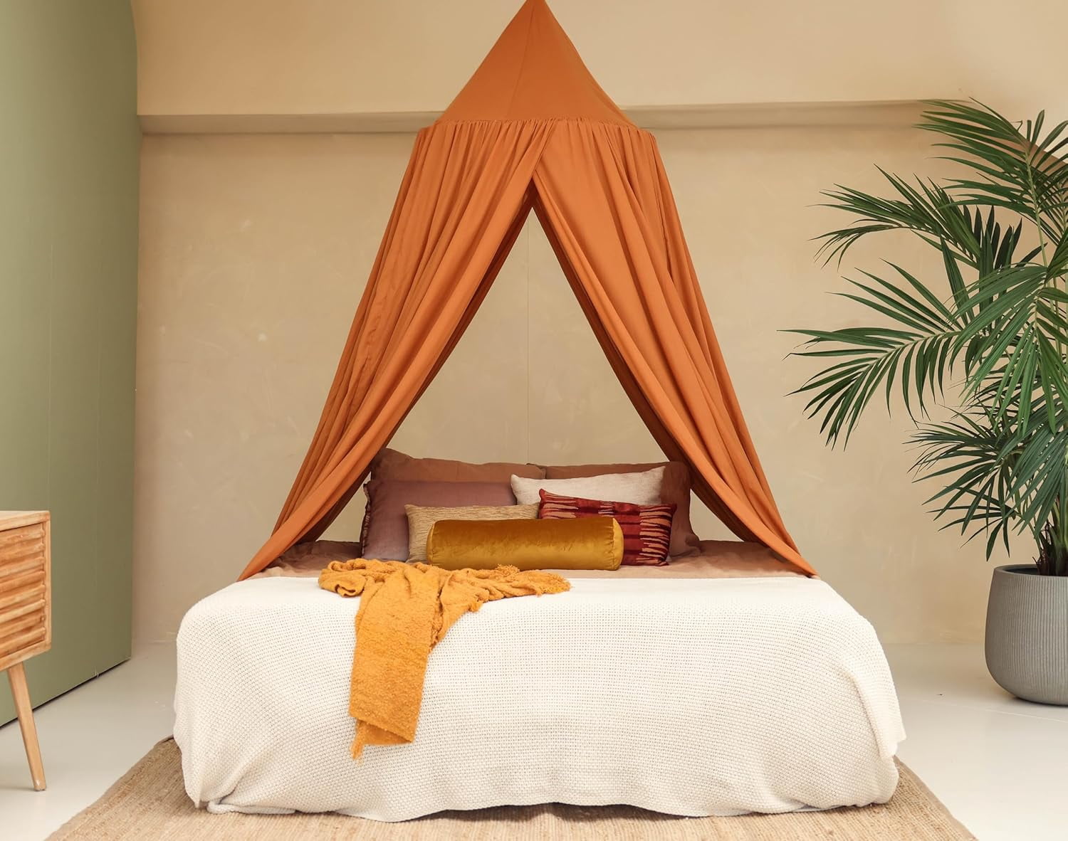 Caramel Bed Canopy for Queen and King-Sized Beds | Bedroom Decoration for Teens or Adults | Conical Shape Insect Netting | Mosquito Net in Multiple Colors and Sizes