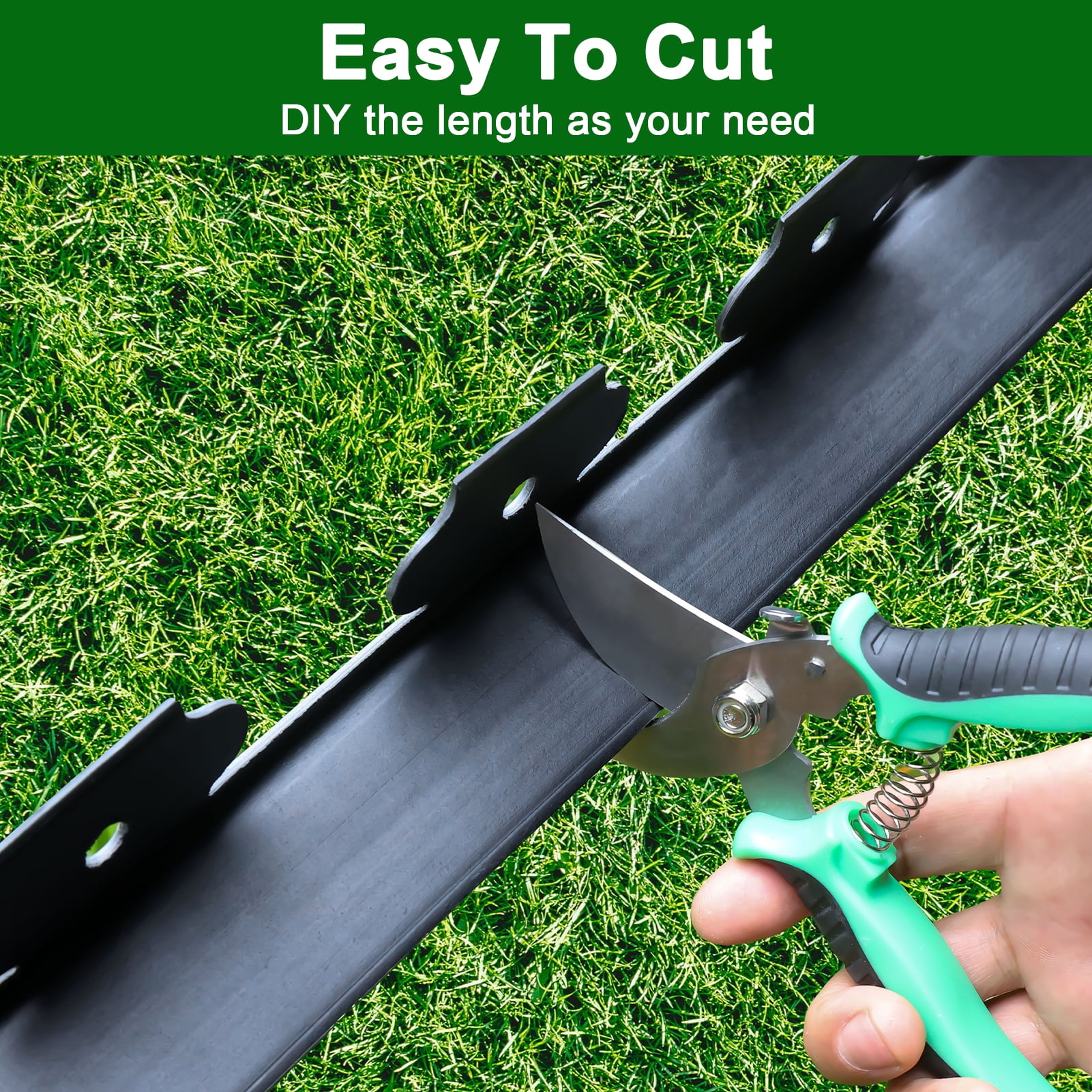 Remiawy Garden Edging Border, 33 ft No Dig Landscape Edging Kit with 50 Anchoring Spikes, 2 Inch Tall Plastic Lawn Edging Fence Garden Border for Flower Bed Lawn Yard Grass Paver Pathway Walkway