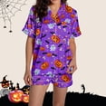 thumbnail image 4 of Halloween Pajamas Halloween Pumpkin Print Plus Size Button Pajamas for Women Set, 4 of 5