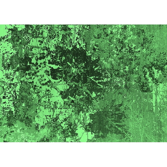 Ahgly Company Indoor Rectangle Oriental Emerald Green Industrial Area Rugs, 2' x 4'