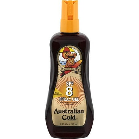 Australian Gold Sunscreen Spray Gel SPF8 Waterproof Sunscreen with Instant Bronzer and (Best Instant Tan Australia)