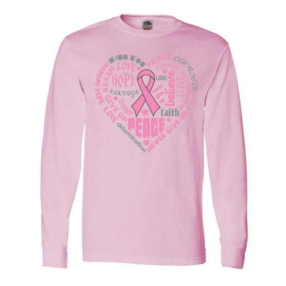 Inktastic Breast Cancer Awareness Heart Words Long Sleeve T-Shirt
