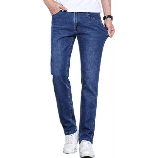 Hombre Azul Casual Vaquero Stretch Jeans Jik1
