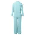 thumbnail image 5 of XIAONU Women's Pajama Set Long Sleeve Button-Down Top & Wide-Leg Pants Homewear Winter Warm Casual Nightwear Set, 5 of 5