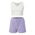 thumbnail image 5 of NAFUU Womens Pajama Sets Cute Women's Fuzzy 3 Piece Outfits Warm Hooded Cardigan Crop Top Shorts Set Pajamas Loungewear Fashion Sleepwear, 5 of 5