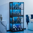 thumbnail image 1 of Slsy Glass Display Cabinet with Doors, 4-Tier Curio Shelf with 6-Color LED Lights, Display Case for Collectibles, Living Room, Bedroom, or Office, Black, 1 of 8