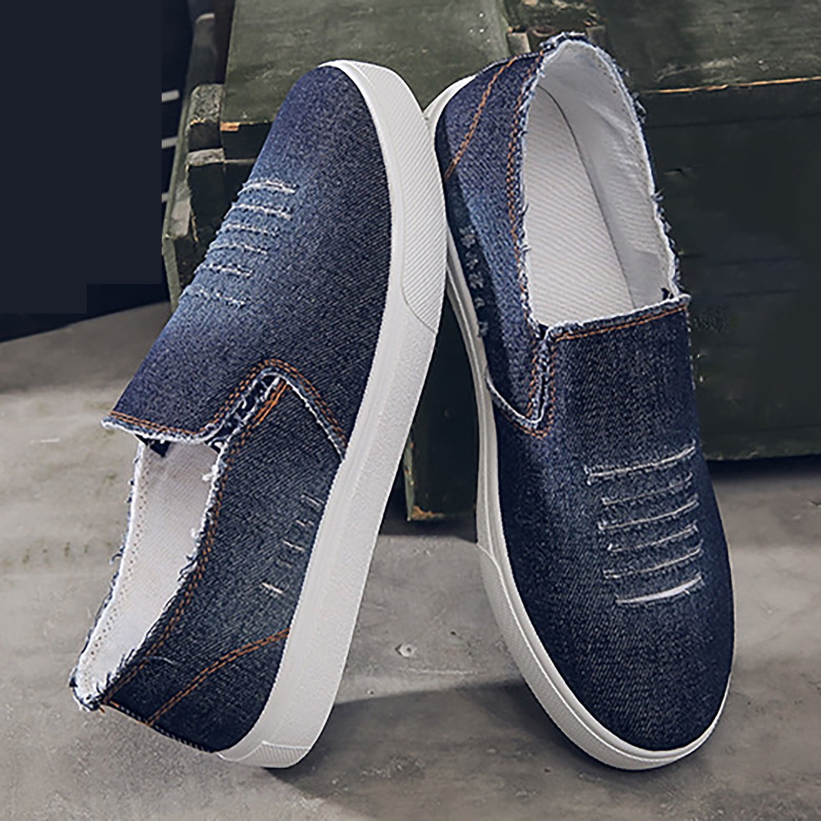 Mens denim slip on shoes best sale