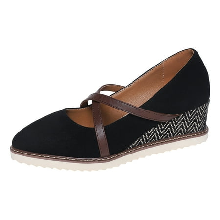 

Blphud Comfortable Work Shoes Summer Shoes for Women 2024 Womens Casual Shoes Ladies Casual Retro Color Matching Wedges Large Size Single Shoe Casual Shoes Shoes Casual Sneaker Black 39