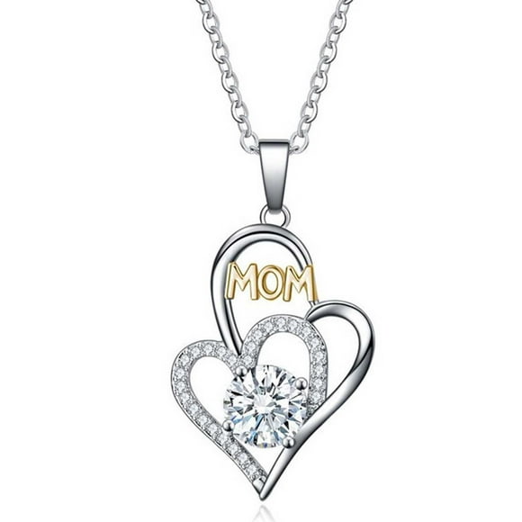 Mothers Day Female Heart Necklace Exquisite Silver Plated Love Clavicle Chain