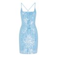 thumbnail image 3 of Vestido estampado sin espalda para mujer, elegante, brillante, ajustado, vestido de fiesta y club Kuymtek Cielo azul T S para Mujer, 3 of 9