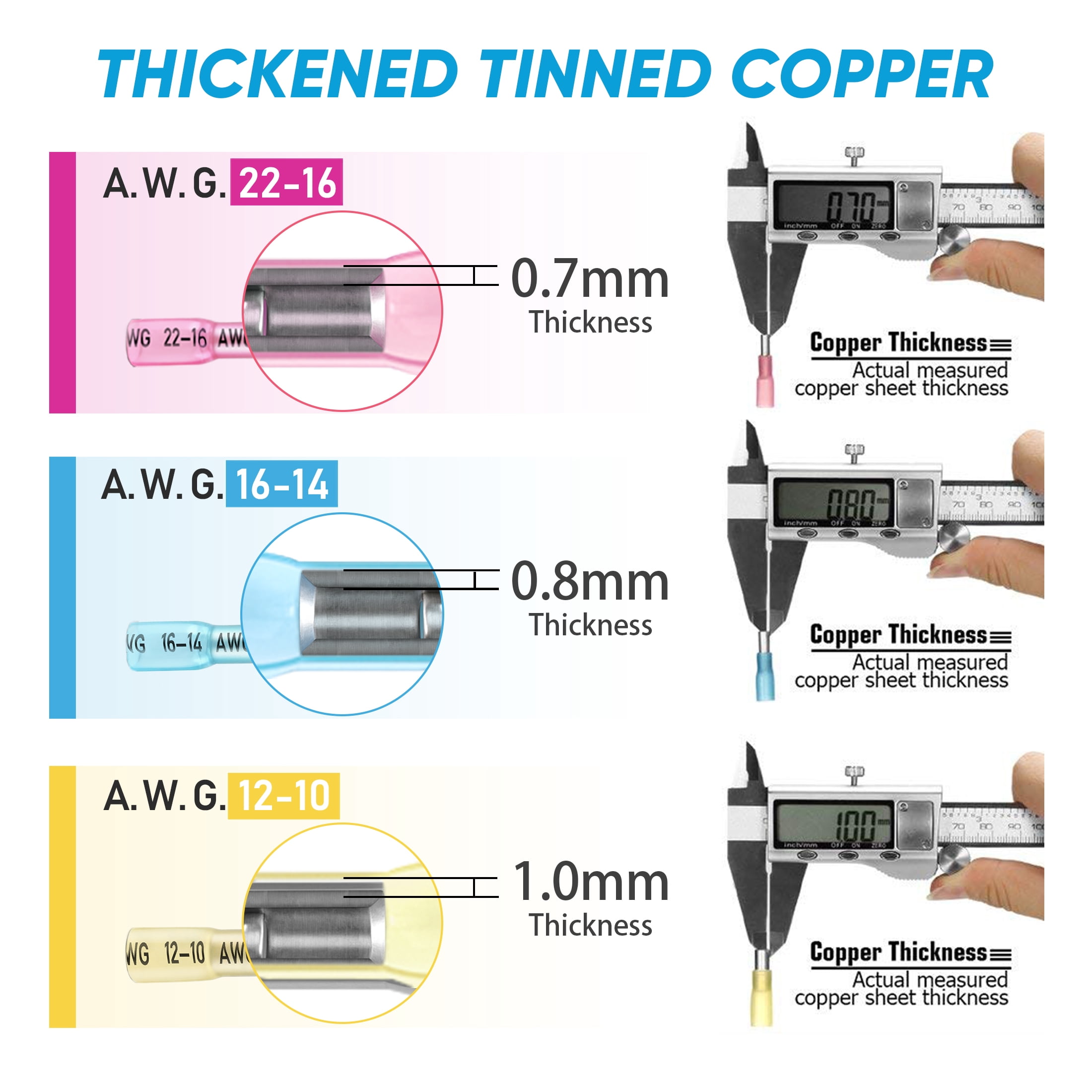 TICONN 500pc Heat Shrink Wire Connectors Kit, Waterproof Crimp Terminals Assortment