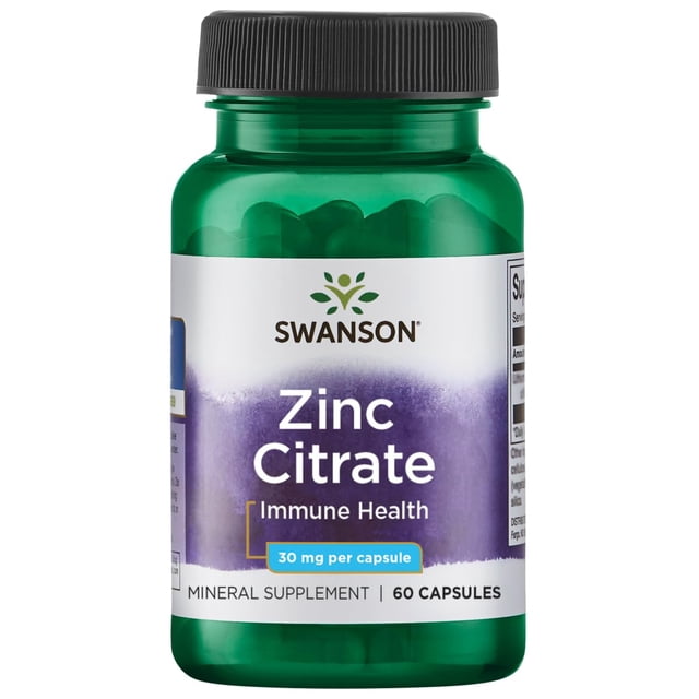 Suplemento de citrato de zinc Swanson 30 mg 60 cápsulas