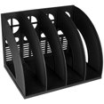 thumbnail image 1 of SAYEEC Sturdy Magazine Holder 4 Compartments Plastic Desktop File Organizer File Dividers Office Organizer Storage Document Magaizne Rack Display Box (Black), 1 of 4