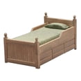 thumbnail image 1 of Mueble de casa de muñecas en miniatura, cama de madera vintage con cajón, 1 of 3